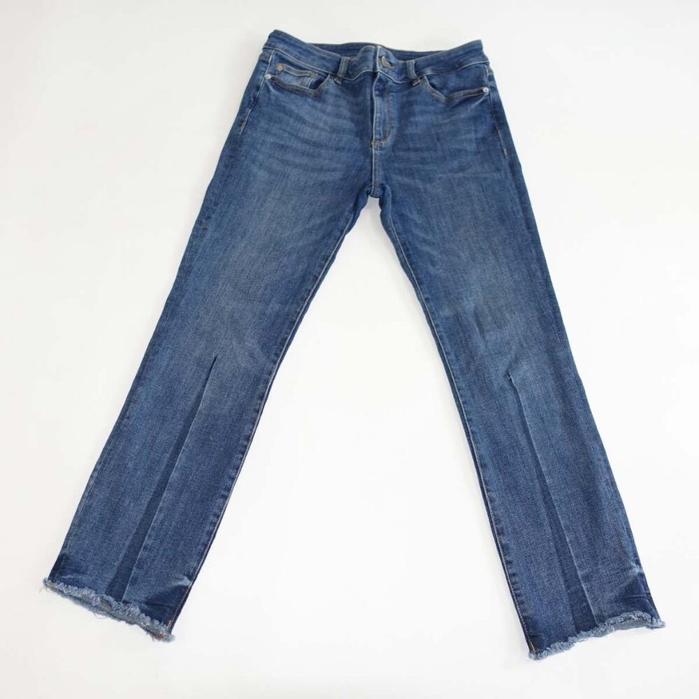 DL1961 Women's Mid Rise Instasculpt Straight Jeans Size 28 Blue Clark Wash